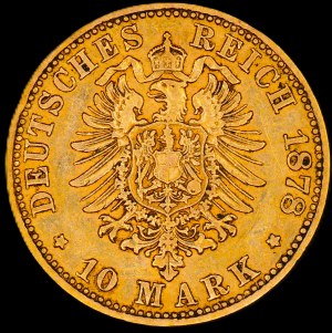 Germany. 1878 10 Mark Saxony Muldenhuetten Gold