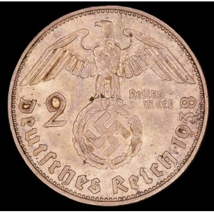 Germany. 1938 2 Reichsmark F Stuttgart W/ Swastika