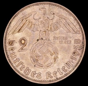 Germany. 1938 2 Reichsmark F Stuttgart W/ Swastika
