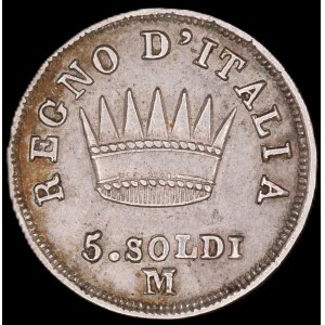 Italy. 1814 Kingdom of Napoleon 5 Soldi M Milan