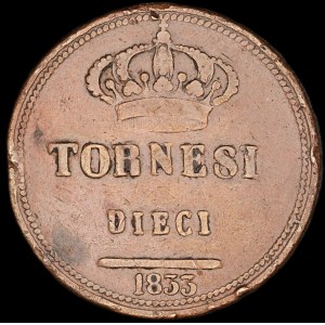 Italien. 1833 Königreich der 2 Sizilien 10 Tornesi