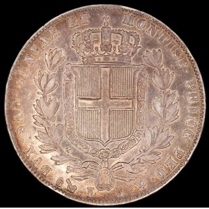 Italy. 1844 Kingdom of Piedmont Sardinia 5 Lire