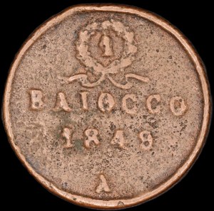 Italy. 1848 Roman Republic 1 Baiocco