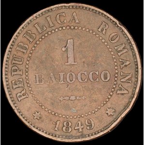 Italy. 1849 Roman Republic 1 Baiocco