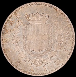 Italy. 1863 1 Lira M BN Milan