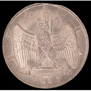 Italy. 1942 1 Lira R Rome Mint Error Clipped Planchet