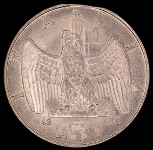 Italy. 1942 1 Lira R Rome Mint Error Clipped Planchet