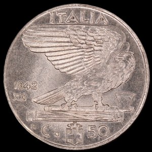 Italy. 1942 50 Centesimi Mint Error Defective Planchet Obverse
