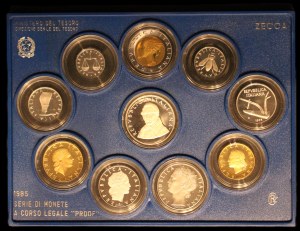 Itálie. 1985 Proof Set 10 Pieces Silver