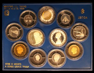 Itálie. 1990 Proof Set 11 Pieces Silver