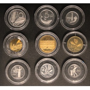 Italien. 1990 Proof Set 9 Stück ohne Etui