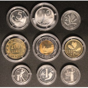 Italy. 1991 Proof Set 9 Pieces No Case