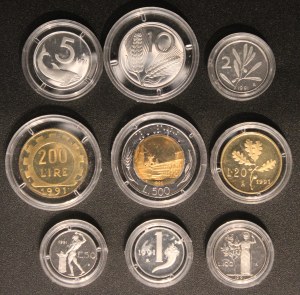 Italy. 1991 Proof Set 9 Pieces No Case