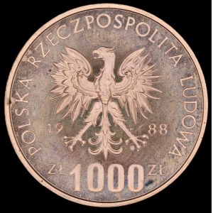 Poland. 1988 1000 Zlotych Proba 1990 Championship Silver