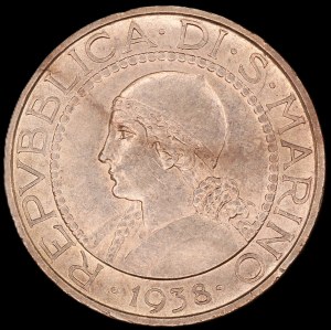 San Marino. 1938 5 Lire