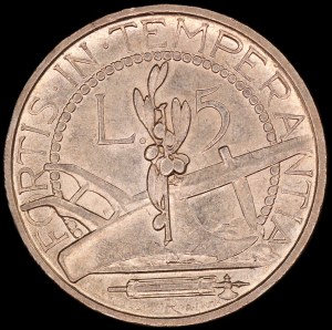 San Marino. 1938 5 Lire