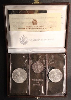 San Marino. 1983 1000 Lire Rafaello 2 Pieces Silver