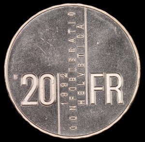 Switzerland. 1992 20 Francs Gertrud Kurz