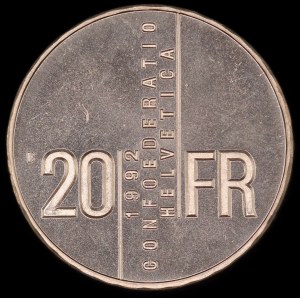 Switzerland. 1992 20 Francs Gertrud Kurz