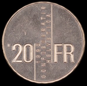 Switzerland. 1992 20 Francs Gertrud Kurz