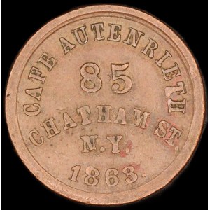 United States of America. 1863 Civil War Token Cafe Autenrieth
