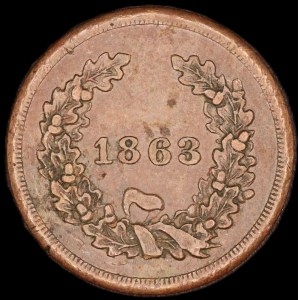 United States of America. 1863 Civil War Token HB Xelar Saloon