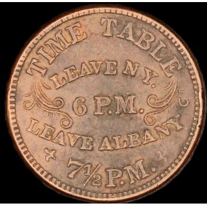 United States of America. 1863 Civil War Token Train Timetable