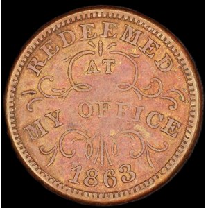 United States of America. 1863 Civil War Token Troy NY