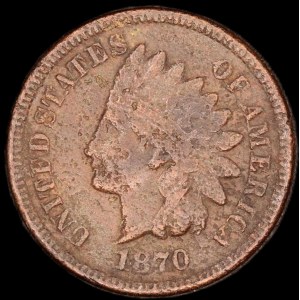 United States of America. 1870 1 Cent Indian Rare Year