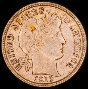 United States of America. 1913 10 Cents Barber Dime
