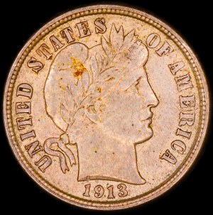 United States of America. 1913 10 Cents Barber Dime