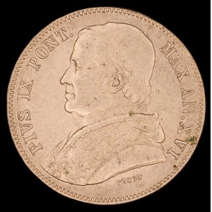 Vatican. 1862 20 Baiocchi Pius IX Double Die Reverse