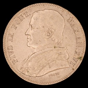 Vatican. 1862 20 Baiocchi Pius IX Double Die Reverse