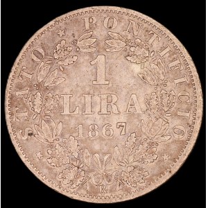 Vatican. 1867 1 Lira Pius IX