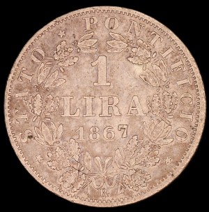 Vatican. 1867 1 Lira Pius IX