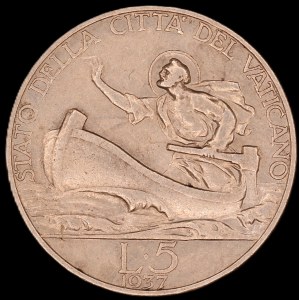 Vatican. 1937 5 Lire