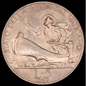 Vatican. 1939 5 Lire