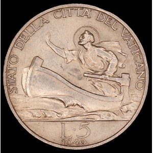 Vatican. 1940 5 Lire