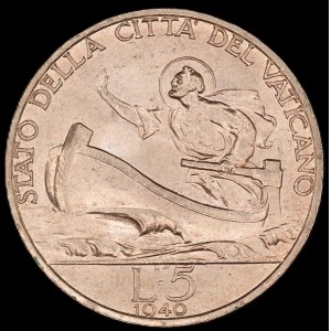 Vatican. 1940 5 Lire