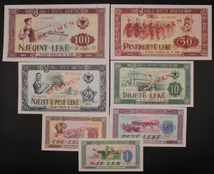 Albania. 1976 1 3 5 10 25 50 100 Leke Set Specimen 7 Pcs