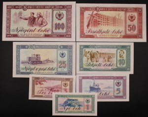 Albania. 1976 1 3 5 10 25 50 100 Leke Set Specimen 7 Pcs
