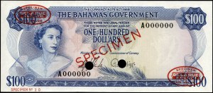 Bahamas. 100 Dollars specimen