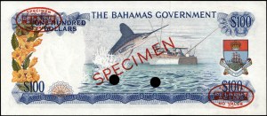 Bahamas. 100 Dollars specimen