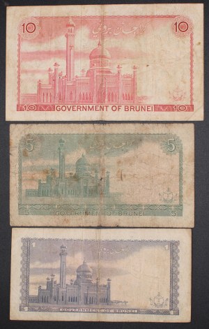 Brunei. 1967 1-5-10 dollars