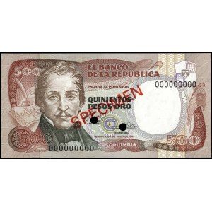 Colombia. 1981 500 Pesos Specimen 9 Digits