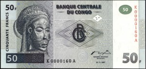 Congo, Democratic Republic. 1997 50 Francs low number and rare