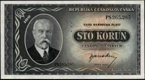 Czech Republic. 1945 100 Korun Specimen 3 Dots