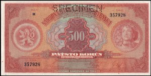 Czechoslovakia. 1929 500 Korun Serie H Specimen
