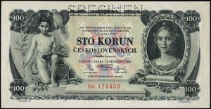 Czechoslovakia. 1931 100 Korun Prefix Uc Specimen