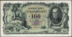 Czechoslovakia. 1931 100 Korun Prefix Uc Specimen